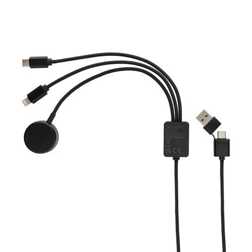 Terra RCS rPET 6-in-1 charging cable with watch charger