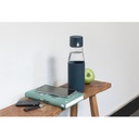 Ukiyo glass hydration tracking bottle with sleeve