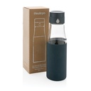 Ukiyo glass hydration tracking bottle with sleeve