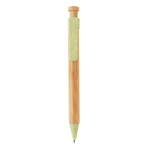 Bamboo pen with wheatstraw clip