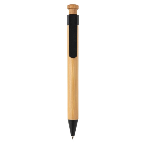 Bamboo pen with wheatstraw clip
