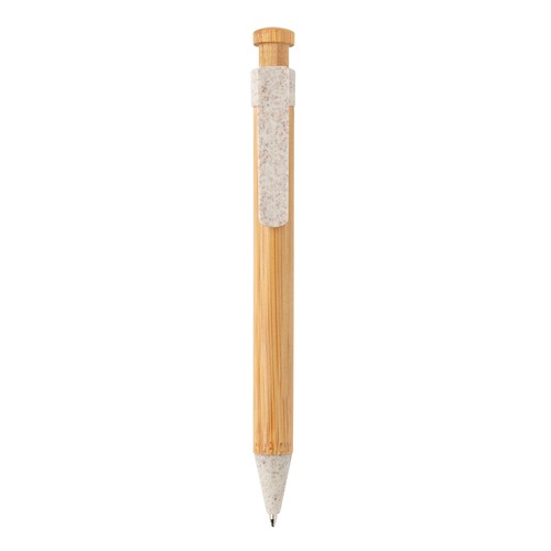 Bamboo pen with wheatstraw clip