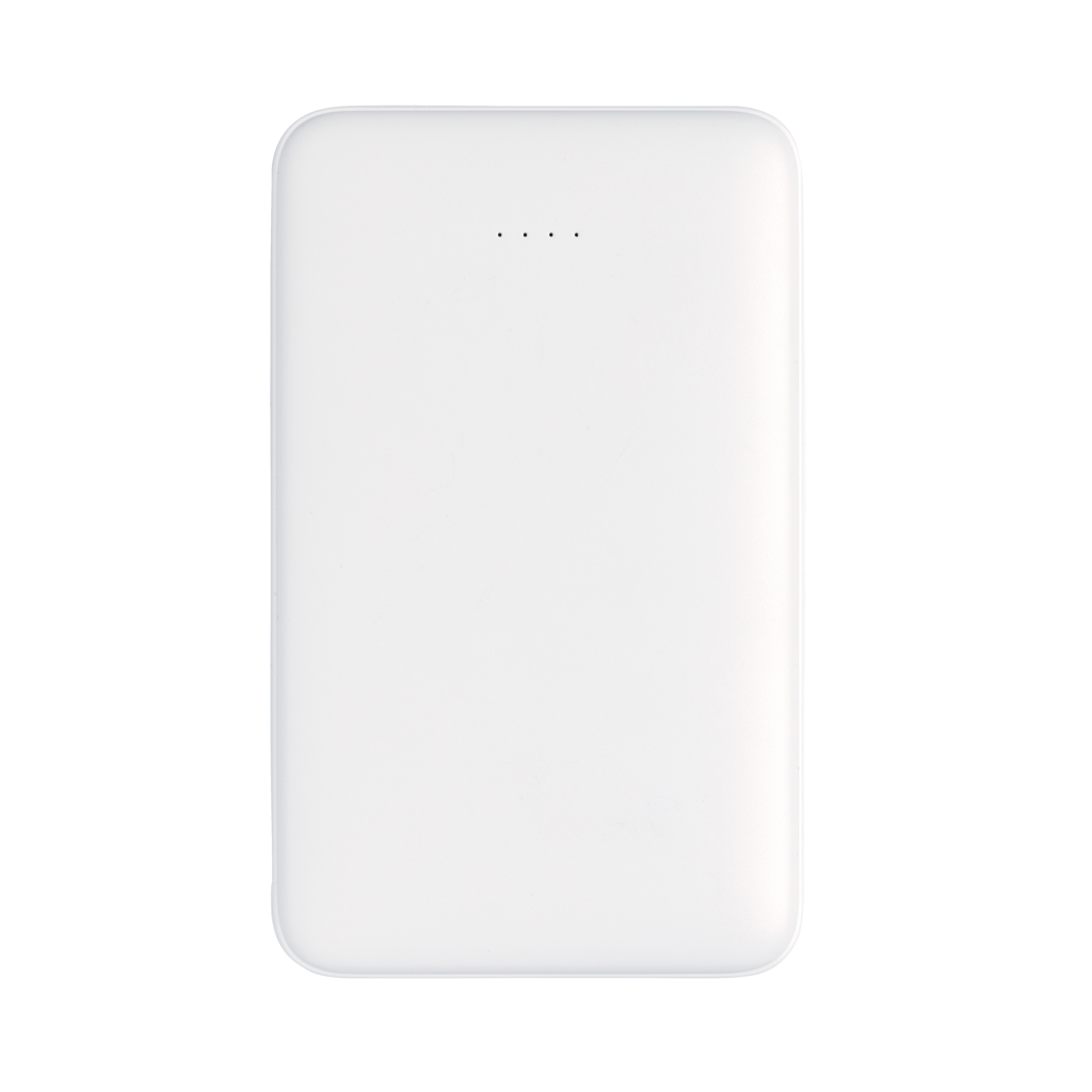 5.000 mAh zakformaat powerbank met geïntegreerde kabels