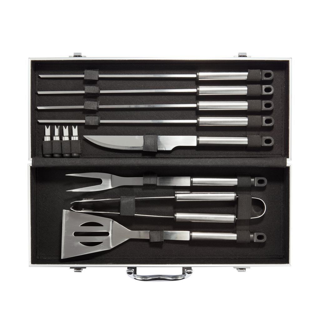 12-delige barbecue set in aluminium koffer
