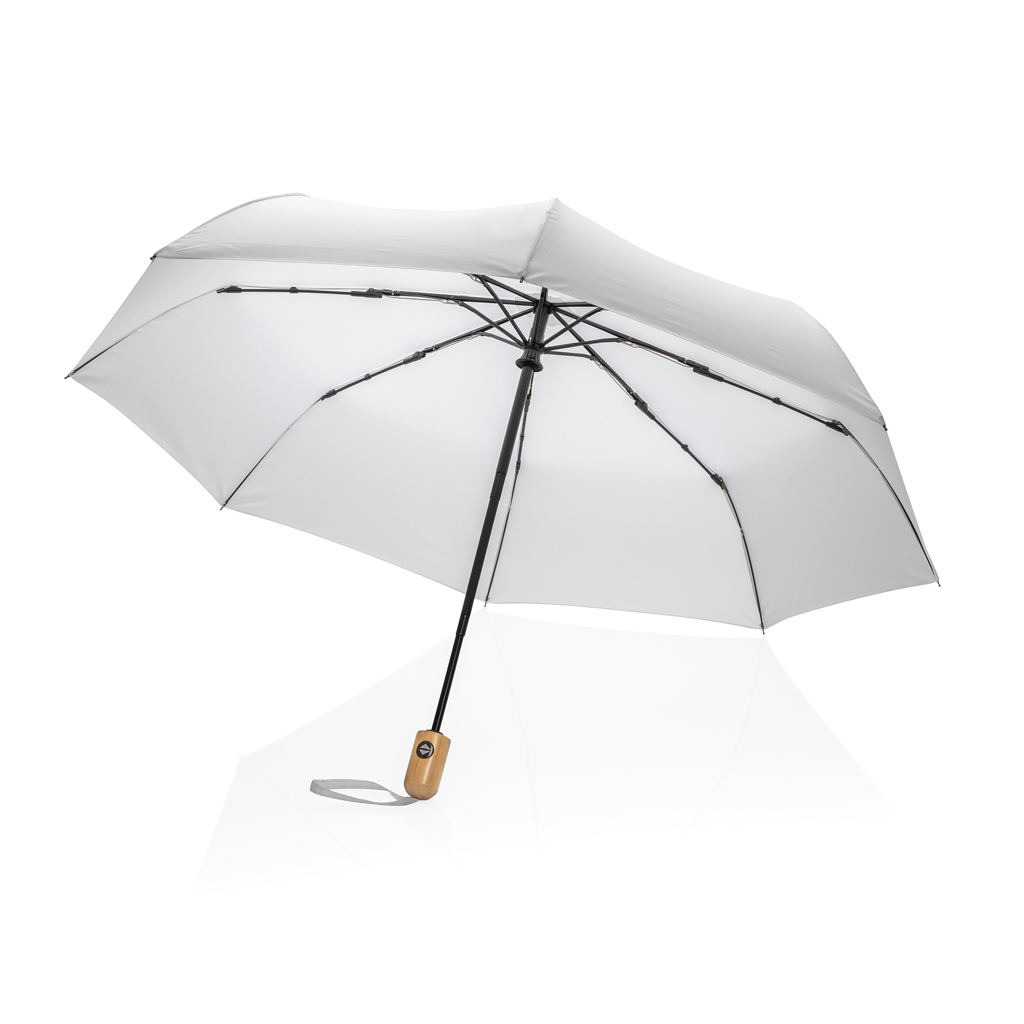 21" Impact AWARE™ RPET 190T bamboe auto open/dicht paraplu