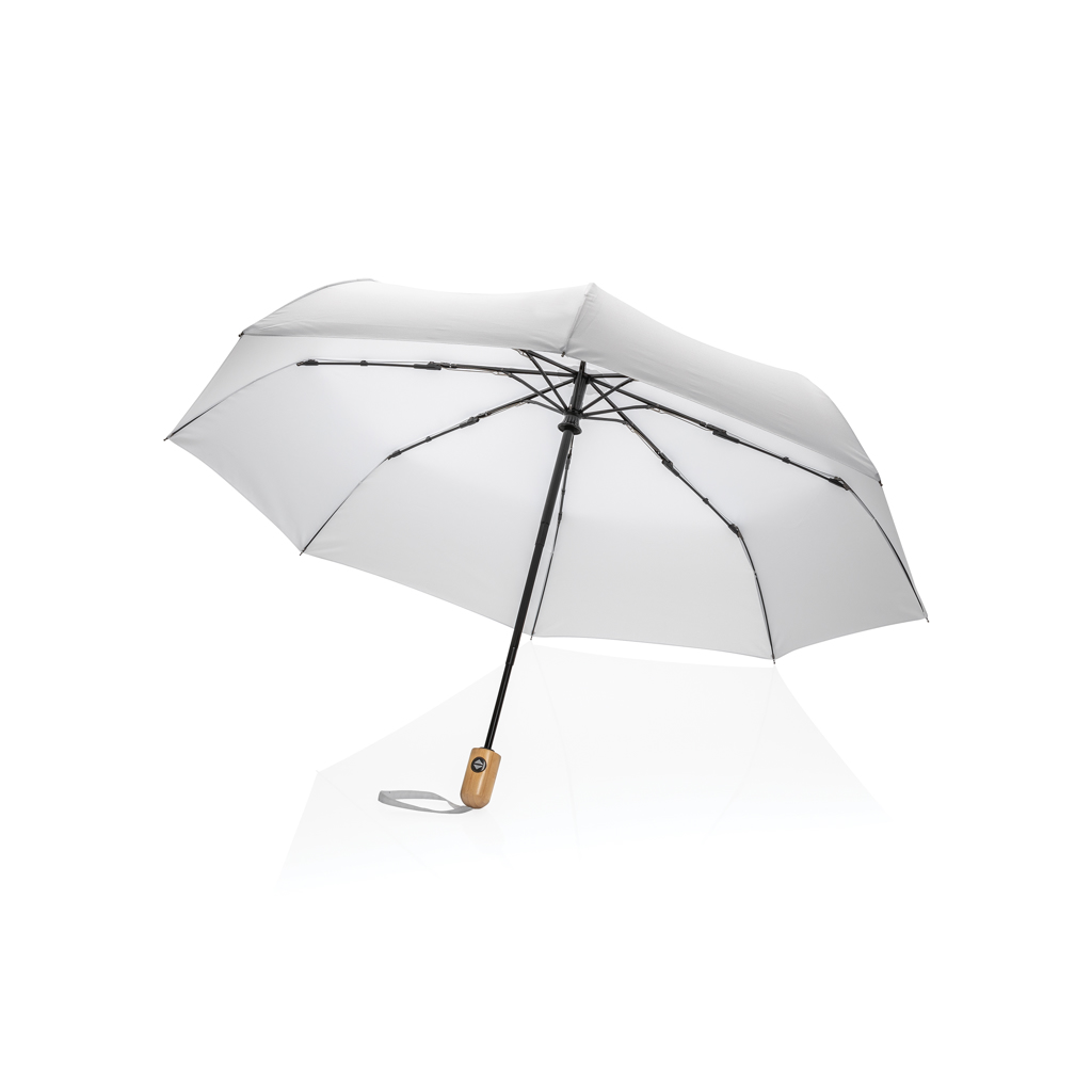 21" Impact AWARE™ RPET 190T bamboe auto open/dicht paraplu