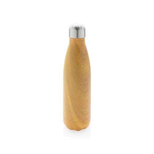Vacuum insulated stainless steel bottle with wood print