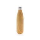 Vacuum insulated stainless steel bottle with wood print