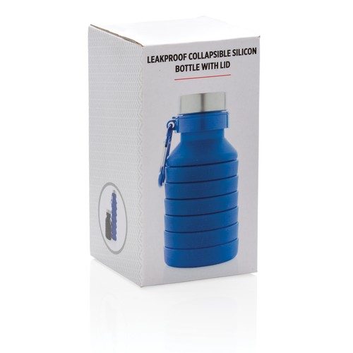 Leakproof collapsible silicone bottle with lid