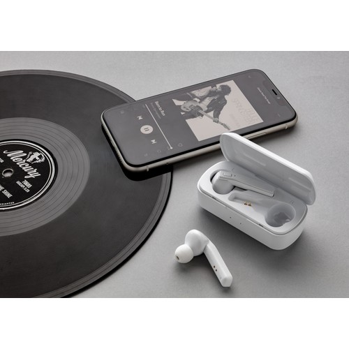 Free Flow TWS earbuds in charging case