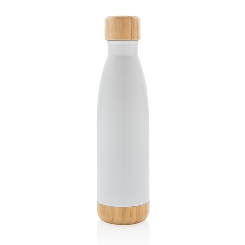 Vacuum stainless steel bottle with bamboo lid and bottom