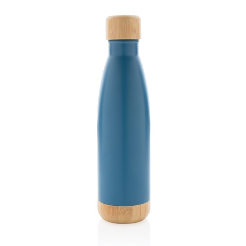 Vacuum stainless steel bottle with bamboo lid and bottom