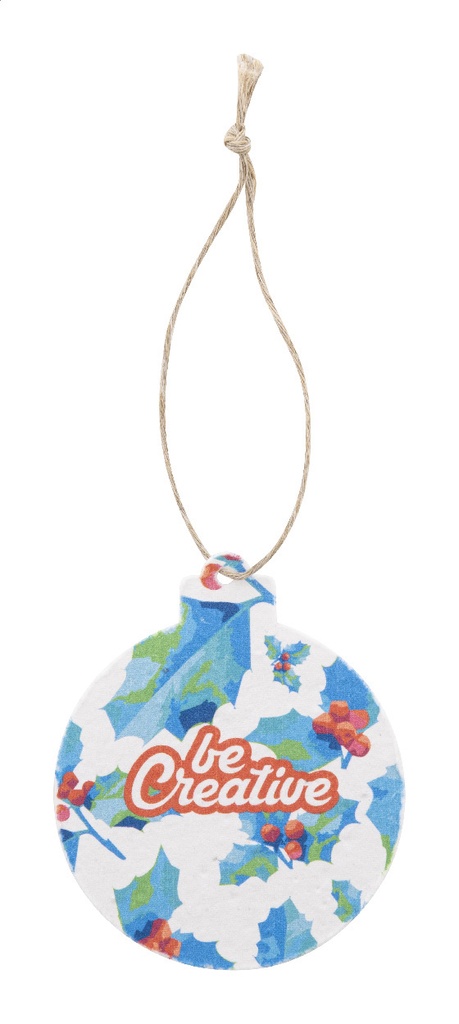 aangepast kerstboom ornament van zaadpapier, rond #1