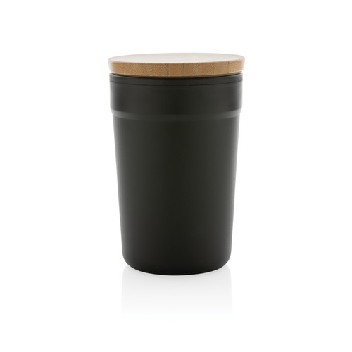 GRS certified recycled PP mug with bamboo lid