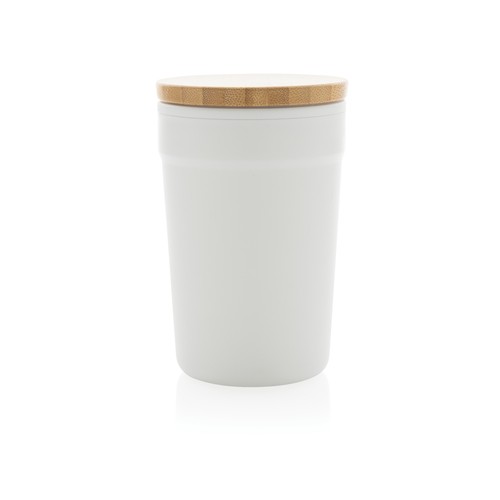 GRS certified recycled PP mug with bamboo lid