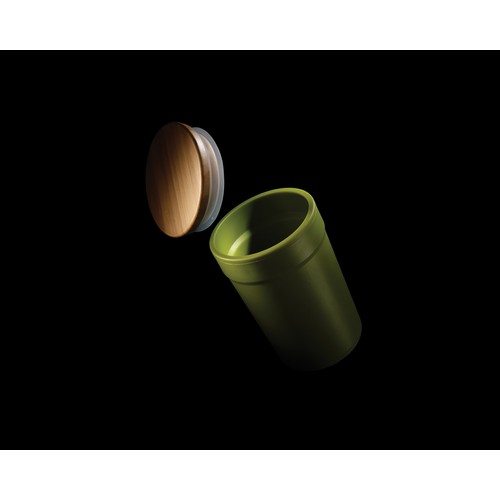 GRS certified recycled PP mug with bamboo lid