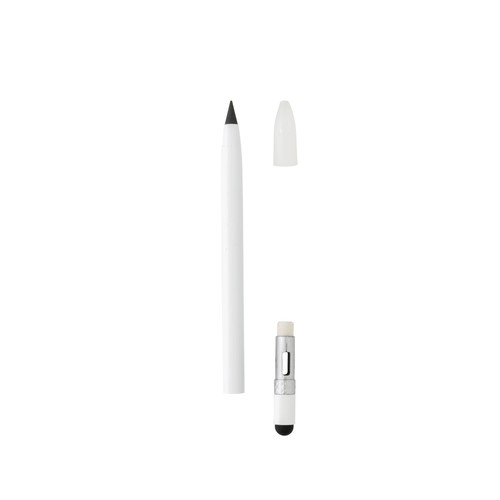 Aluminum inkless pen with eraser