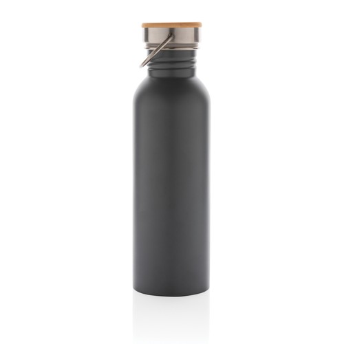 Modern stainless steel bottle with bamboo lid