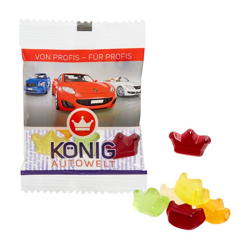 Fruit Gum AANGEPAST 10 g, VEGAN in een composteerbare zak