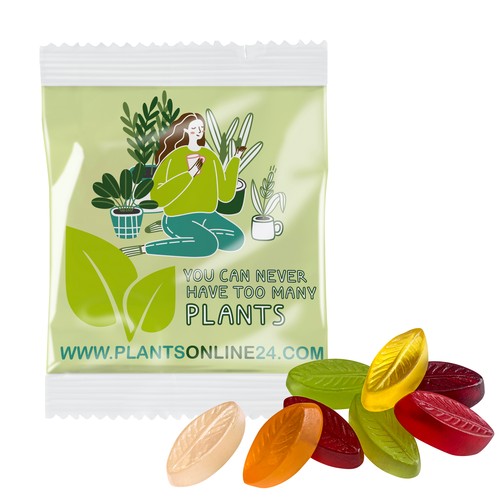 Fruit Gum AANGEPAST 20 g, VEGAN in een composteerbare zak