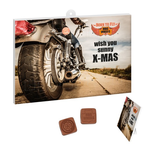 Adventskalender met 1 – 24 aangepaste chocoladevormen