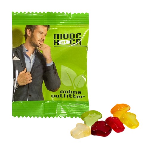Fruit Gum AANGEPAST 10 g, VEGAN in een standaardzak