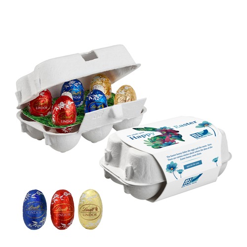Papieren Paasei Doos van 6 met Lindt Lindor Eieren