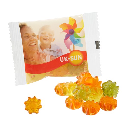 Veganistische welzijnsfruitgum met aloë vera in een composteerbare zak