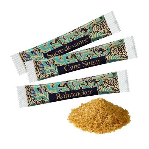 Bruine suiker in papier Sticks