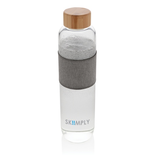 [P436.770] Impact borosilicaat glazen fles met bamboe deksel