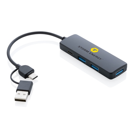[P308.261] RCS gerecyclede plastic USB-hub met dual input