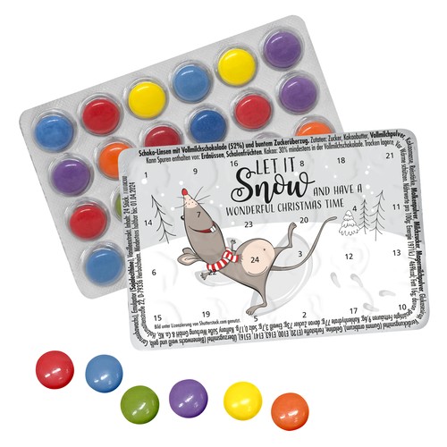 [110784050] s Werelds Kleinste (Advents) Kalender met Standaard Motieven en Chocolade Linzen