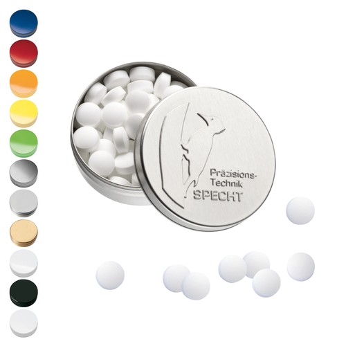 [110763505] XS Pocket Tin met reliëfdeksel met Stevia* pepermuntpastilles, 18g