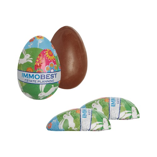 [110790001] Chocoladepaasei, volledig gegoten half ei