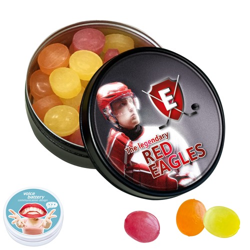 [110764001] Zwart of wit blik met Bären Company Fruit Candies