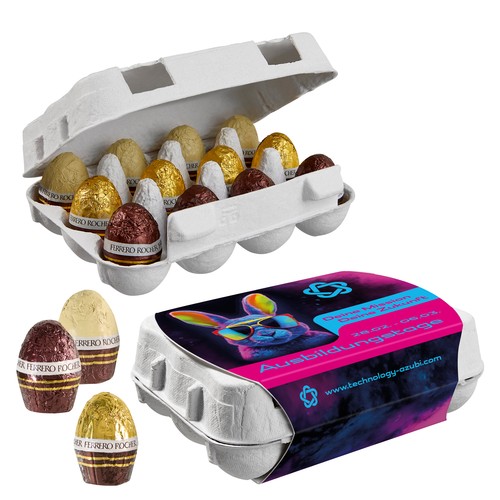 [110792122] Papieren Paasei Doos van 12 met Ferrero Rocher Eieren