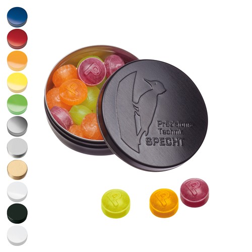 [110763503] XS Pocket Tin met reliëfdeksel met Pulmoll Pastilles, 16g