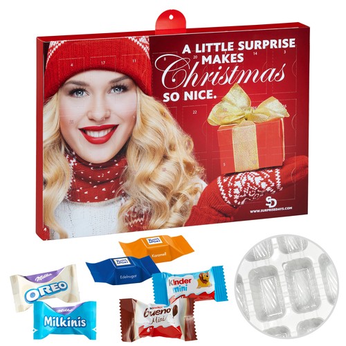 [110781508] Premium Gift Adventskalender met Ritter Sport Choco Cubes, Milka Favourites Mix, Kinder Chocolate Mini & Kinder bueno Mini Mix