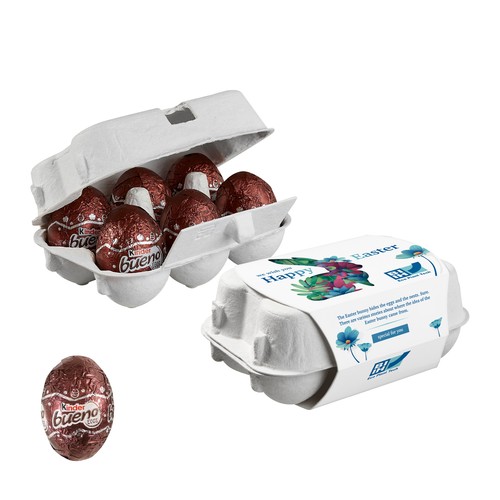 [110792113] Papieren Paasei Doos van 6 met Kinder Bueno Eieren