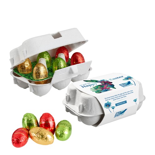 [110792110] Papieren Paasei Doos van 6 met Ferrero Küsschen Eieren