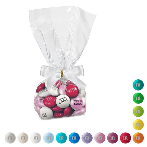 [110734020] Gepersonaliseerde M&M'S® chocolade snoepjes in zakje met lint, 40 g