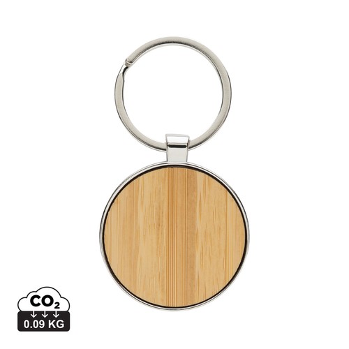 [P191.6709] RCS sleutelhanger van gerecyclede zinc alloy met bamboe