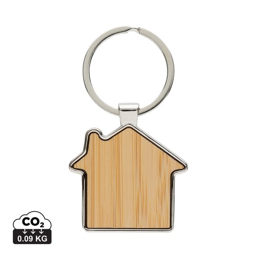 [P191.6909] RCS huissleutelhanger van gerecycled zinc alloy met bamboe