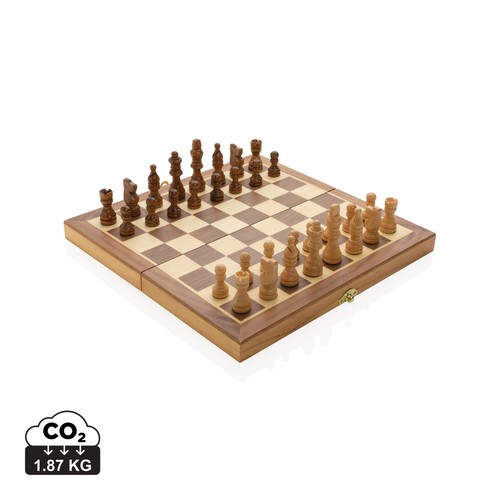 [P940.129] Luxe houten opvouwbaar schaakspel