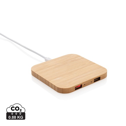 [P308.149] Bamboe 5W draadloze oplader met USB