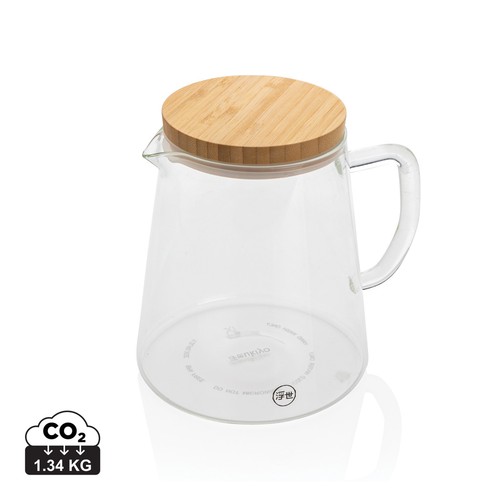 [P264.060] Ukiyo borosilicaatglazen karaf met bamboe deksel 1,2L