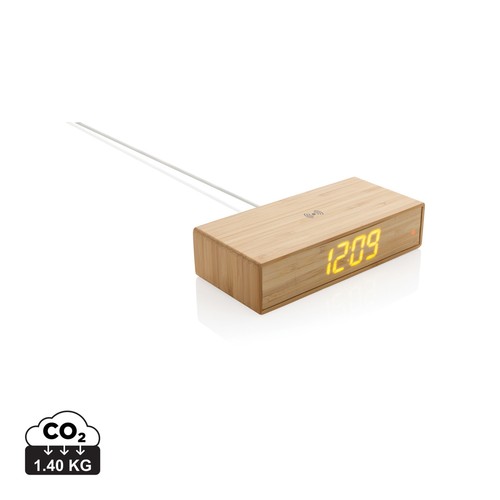 [P308.239] Bamboe alarmklok met 5W draadloze oplader