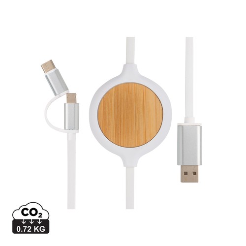 [P302.253] 3-in-1 bamboe oplaadkabel met 5W draadloze oplader