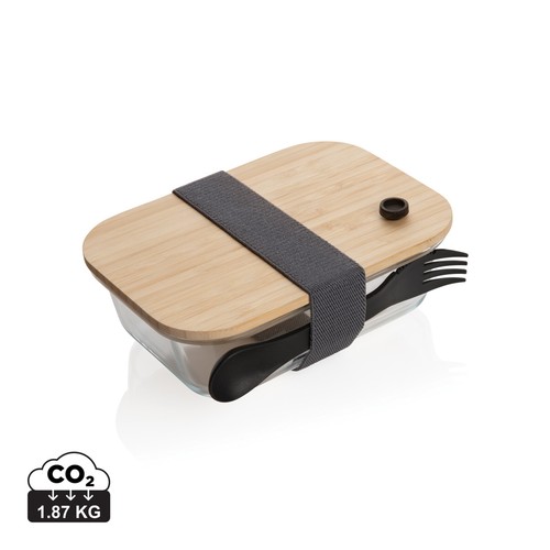 [P269.560] Glazen lunchbox met bamboe deksel