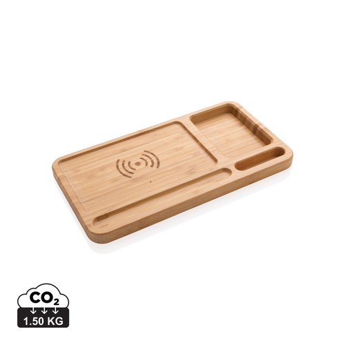 [P308.629] Bamboe desk organizer met 5W draadloze oplader